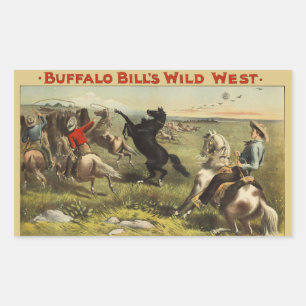 Adesivo Retangular Cartaz do Cavaleiro do Oeste Selvagem de Buffalo B