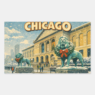 Adesivo Retangular cartaz do Instituto de Arte de Chicago no inverno