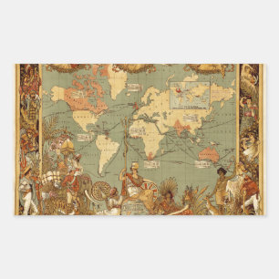 Adesivo Retangular Cartaz do Mapa Mundial do Império Britânico de 188