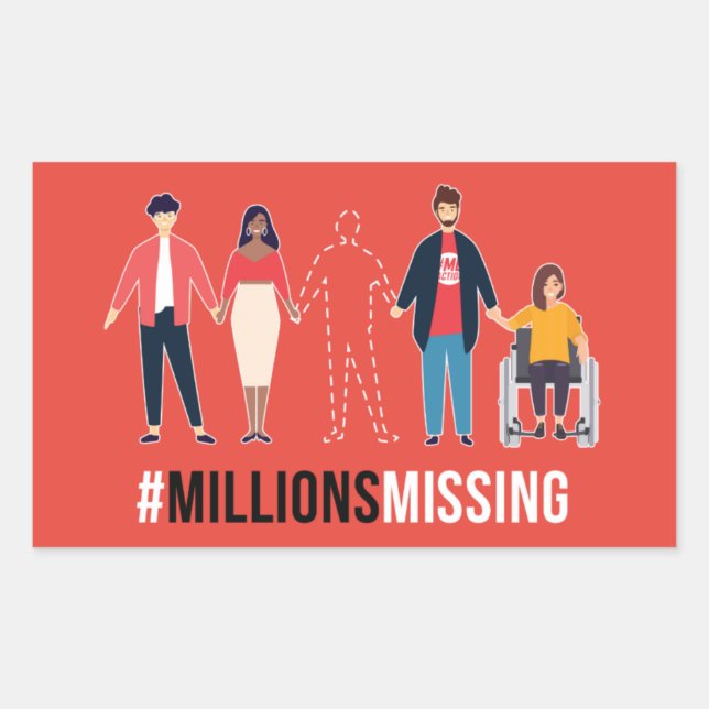 Adesivo Retangular Cartaz do #MillionsMissin pessoas (Frente)