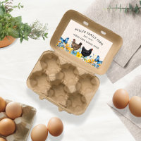 Cartonagem de ovos com borboletas azuis primavera