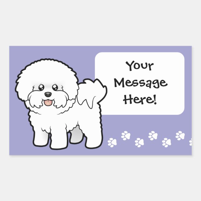 Adesivo Retangular Cartoon Bichon Frise (Frente)