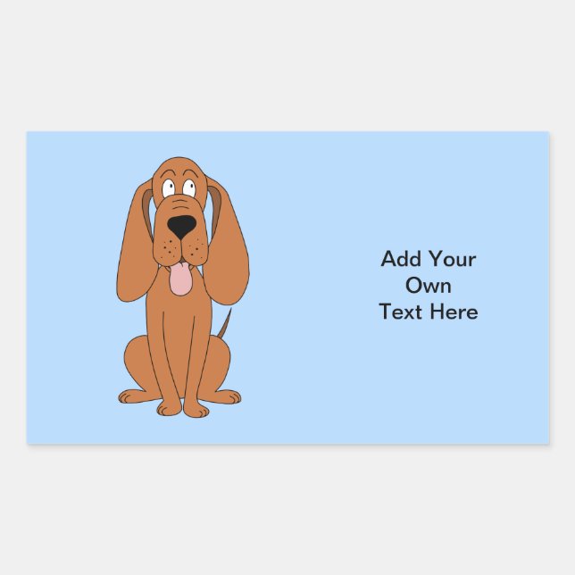 Adesivo Retangular Cartoon Brown Dog. Hound. (Frente)