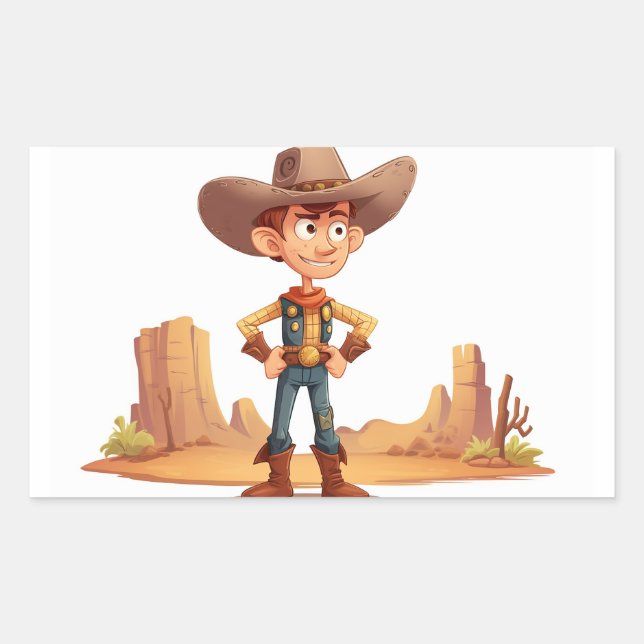 Adesivo Retangular Cartoon Cowboy (Frente)