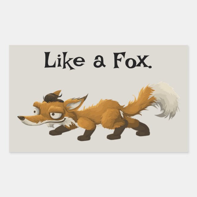 Adesivo Retangular Cartoon da Raposa Clever - Design "Like a Fox" (Co (Frente)