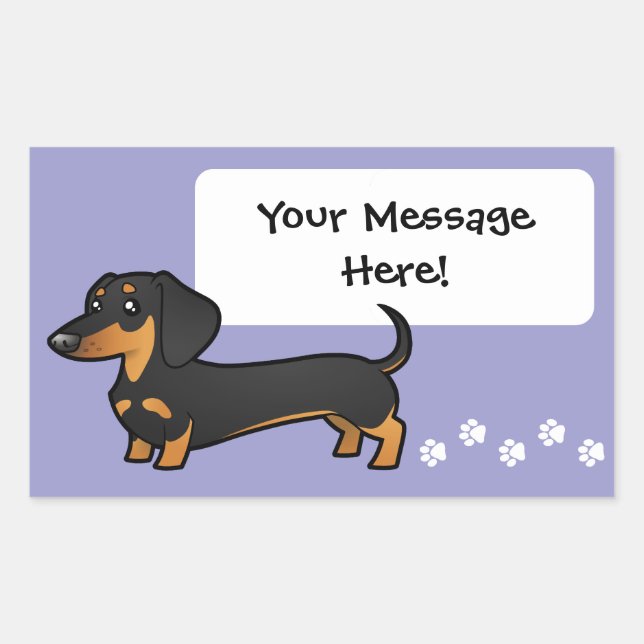 Adesivo Retangular Cartoon Dachshund (casaco suave) (Frente)