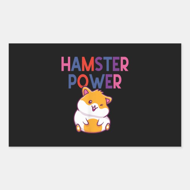 Adesivo Retangular Cartoon de Hamster de Corte de Energia de Hamster (Frente)