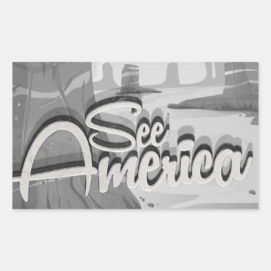 Adesivo Retangular Cartoon Vintage Veja a América
