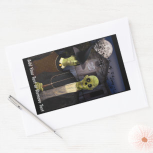 Adesivo Retangular Casa Assombrada de Halloween American Gothic