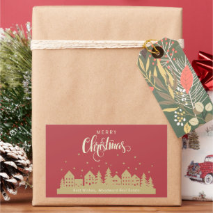 Adesivo Retangular Casa de Natal Red Retro Realtor Personalizado
