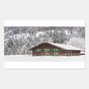 Adesivo Retangular Casa tradicional na vinheta retangular da Baviera