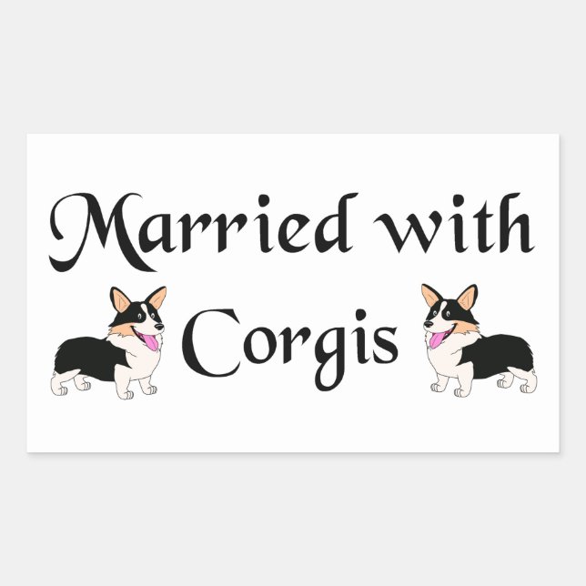 Adesivo Retangular Casado com Corgis (Frente)
