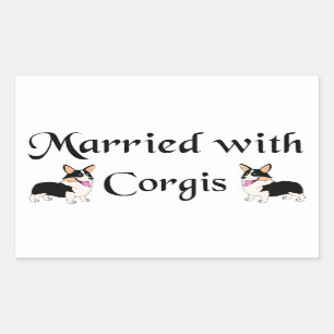 Adesivo Retangular Casado com Corgis