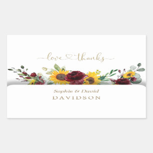 Adesivo Retangular Casamento Charming Fall Burgundy Sunflower