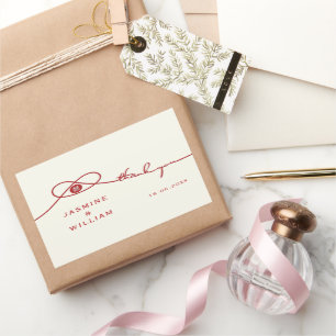 Adesivo Retangular Casamento Chinês de Dupla Felicidade do Red Knot U