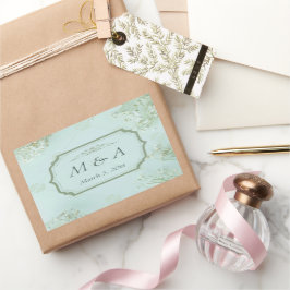 Adesivo Retangular Casamento com Flores Brancas Pastel