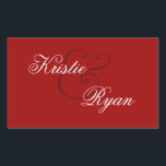 Adesivo Retangular Casamento com Selo de Envelope Vermelho<br><div class="desc">Esta design com a sua inscrição no ornamentado é uma maneira elegante de vestir os seus convites de casamento.</div>