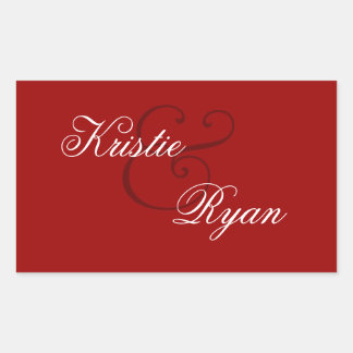 Adesivo Retangular Casamento com Selo de Envelope Vermelho
