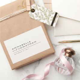 Adesivo Retangular Casamento contemporâneo mínimo negro de creme mode