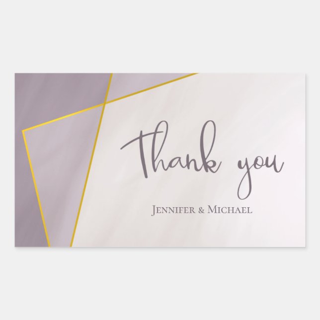 Adesivo Retangular casamento de ameixa moderna de ouro (Frente)