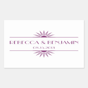 Adesivo Retangular Casamento de arte geométrica roxa