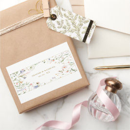 Adesivo Retangular Casamento de flor selvagem com delicado elegante