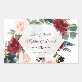Adesivo Retangular Casamento de Frame do Hexágono Floral Encantado po