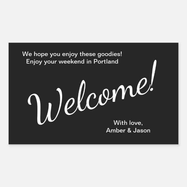 Adesivo Retangular Casamento de Gutit Basket Bag para convidados negr (Frente)