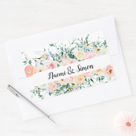 Adesivo Retangular Casamento de Noiva Floral de Watercolor