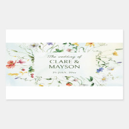 Adesivo Retangular Casamento de Verão Russo do Romance Verde e Branco