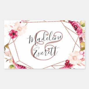 Adesivo Retangular Casamento do Monograma Geométrico do Terrarium Geo