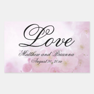Adesivo Retangular Casamento floral cor-de-rosa elegante romântico d