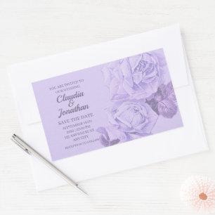 Adesivo Retangular Casamento floral de rosas rústicos empoeirados Ele