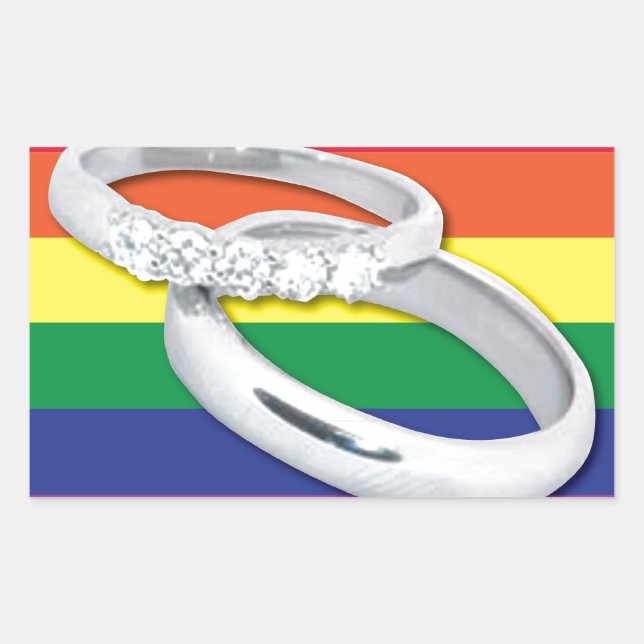 Adesivo Retangular Casamento Lésbico gay (Frente)
