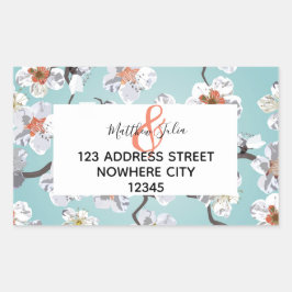 Adesivo Retangular Casamento ou noivado de flores brancas de cereja