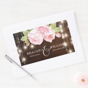 Adesivo Retangular Casamento Personalizado Da Madeira Rústica