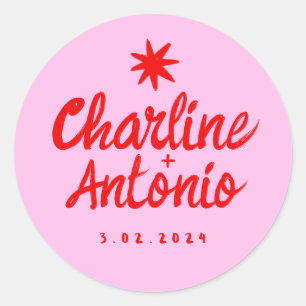 Adesivo Retangular Casamento Retro Escrita à Mão R