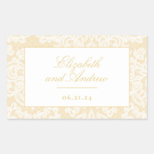 Adesivo Retangular Casamento sofisticado de Lace Elegante Dourado