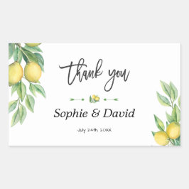 Adesivo Retangular Casamento Tropical de Lemon de Aquarela Elegante