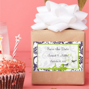 Adesivo Retangular Casamentos de pássaros de pássaros com Maçã Roxa