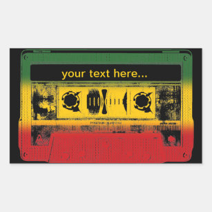 Adesivo Retangular Cassete Personalizável de Reggae da Escola Antiga