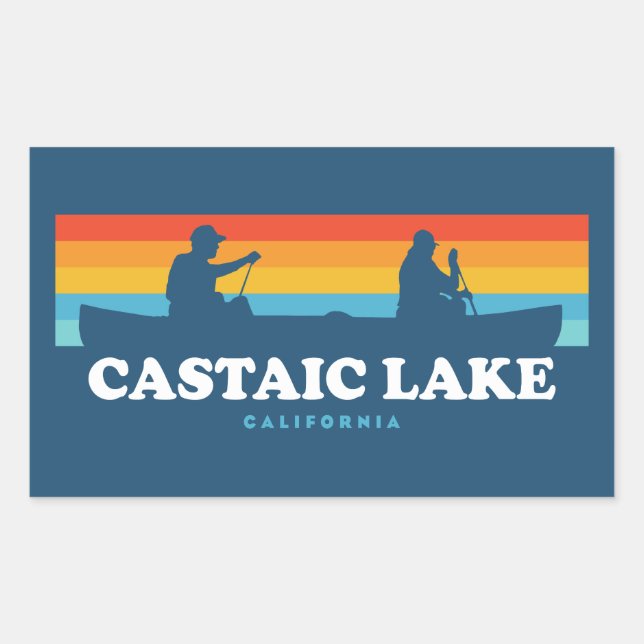Adesivo Retangular Castaic Lake California Canoa (Frente)