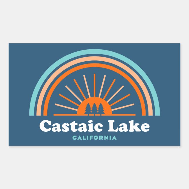 Adesivo Retangular Castaic Lake California Rainbow (Frente)