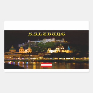 Adesivo Retangular Castelo de Salzburg Áustria - Foto Pro de Alta Qua