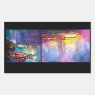 Adesivo Retangular Cavaleiros medievais PENDRAGON,Lago Sunset,Fantasi