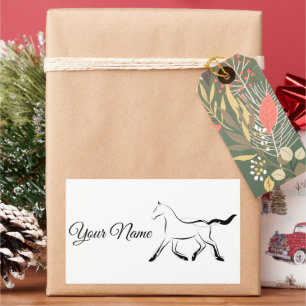 Adesivo Retangular Cavalo elegante a preto