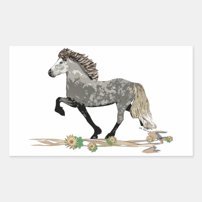 Adesivo Retangular Cavalo Islandês-Art Déco Astrid (Frente)