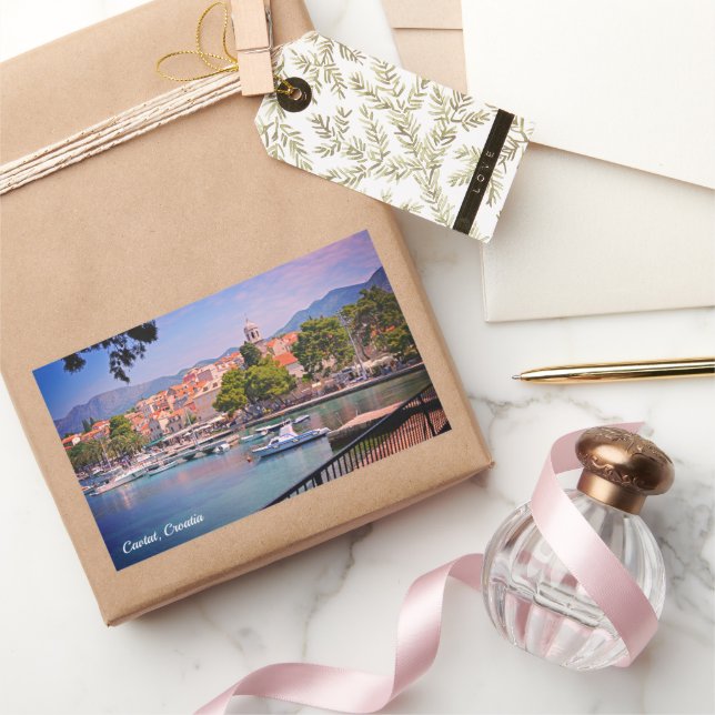 Adesivo Retangular Cavtat, vista croata do feriado municipal (Presentear)