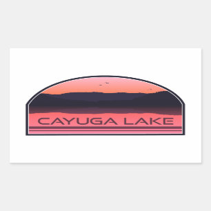 Adesivo Retangular Cayuga Lake New York Red Sunrise