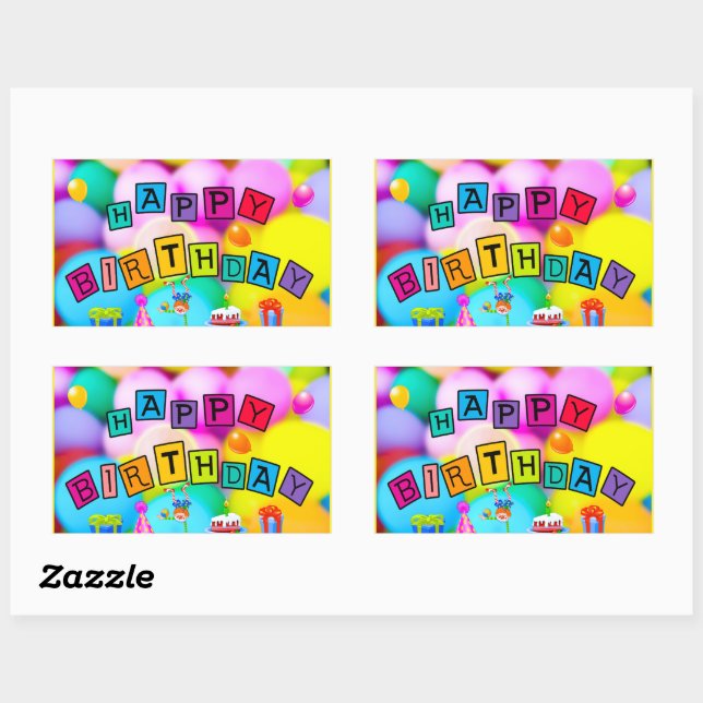 Adesivo Retangular Celebrando Feliz Aniversário (Folha)